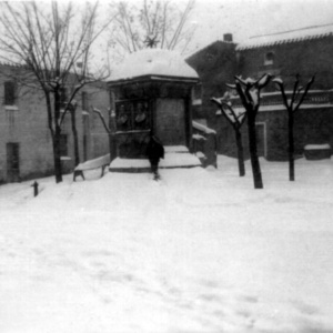 Arbus, piazza Mercato - Nevicata del 1956 (foto di Digital Photonet)